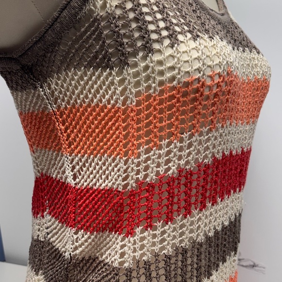 Guess Boho Festival Y2K Multicolor Retro Striped Linen Viscose Blend Tank Top - Picture 3 of 8